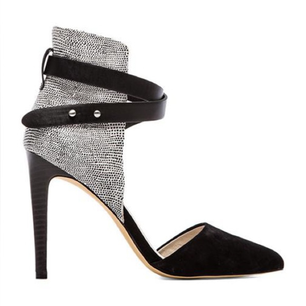 Joe’s Jeans Suede & Leather Black & White Lauren Heels